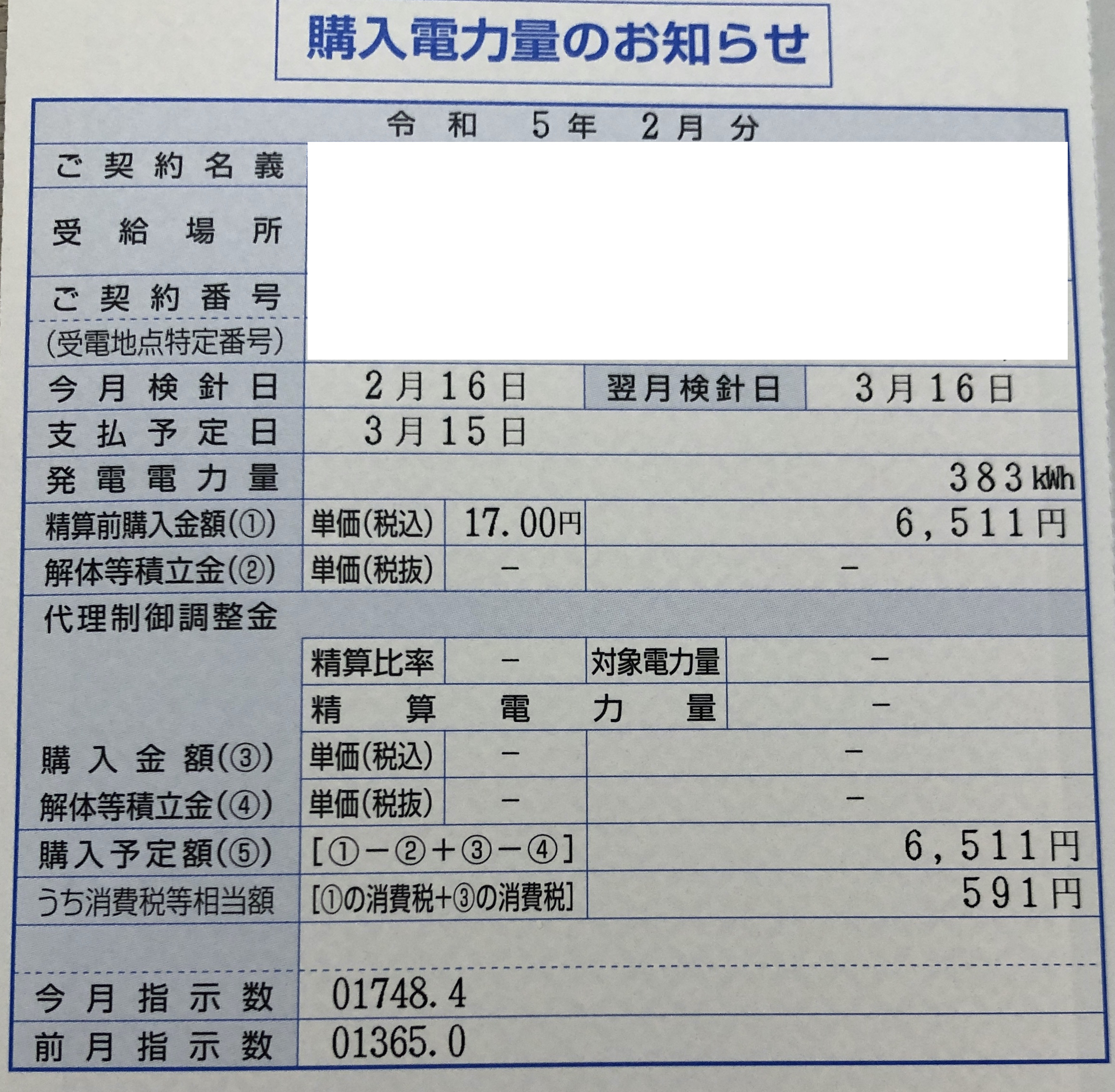 2023年2月売電収入写真