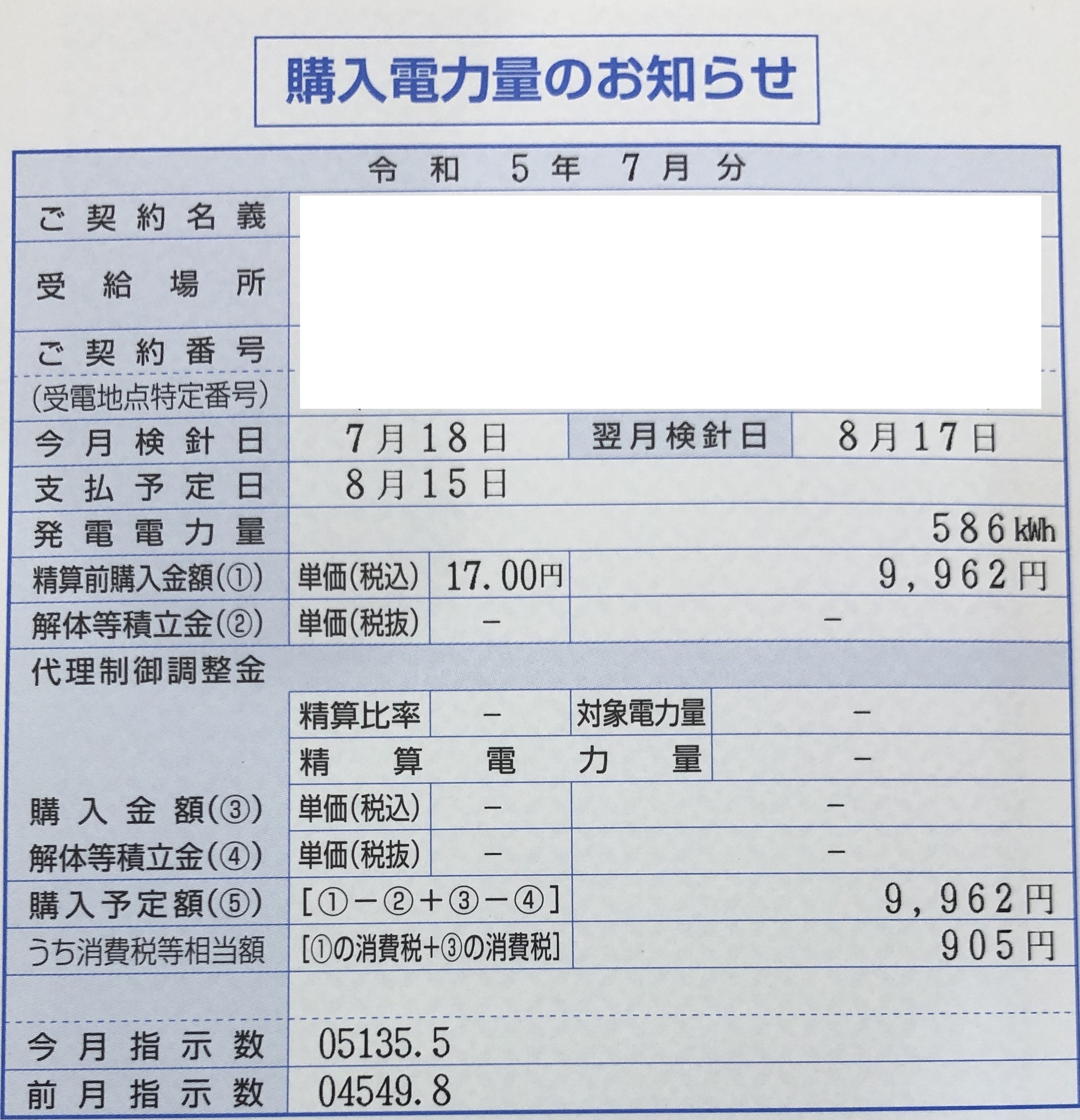 2023年7月売電収入写真