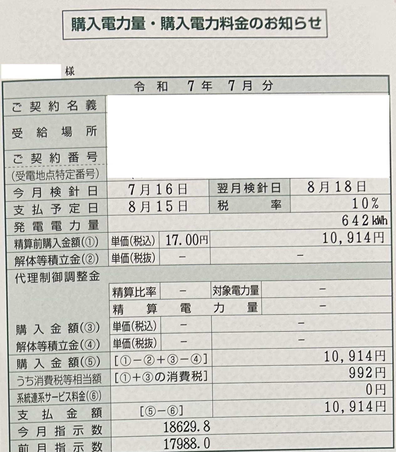 2025年7月売電収入写真