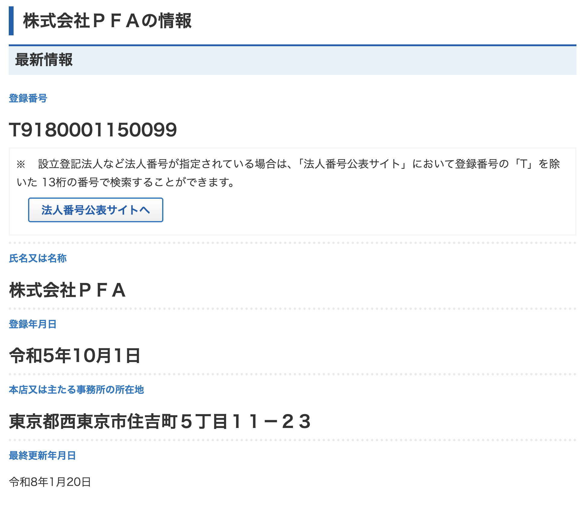 省エネタイガーを運営している株式会社PFAの会社情報画像